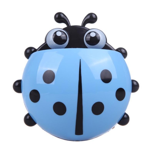 Toothbrush and toothpaste holder, ladybug, blue color